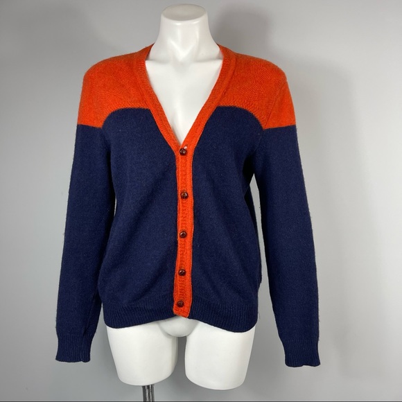 Monsieur Lacenaire mod 60’s grandpa cardigan sweater color block wool france M - Picture 4 of 16